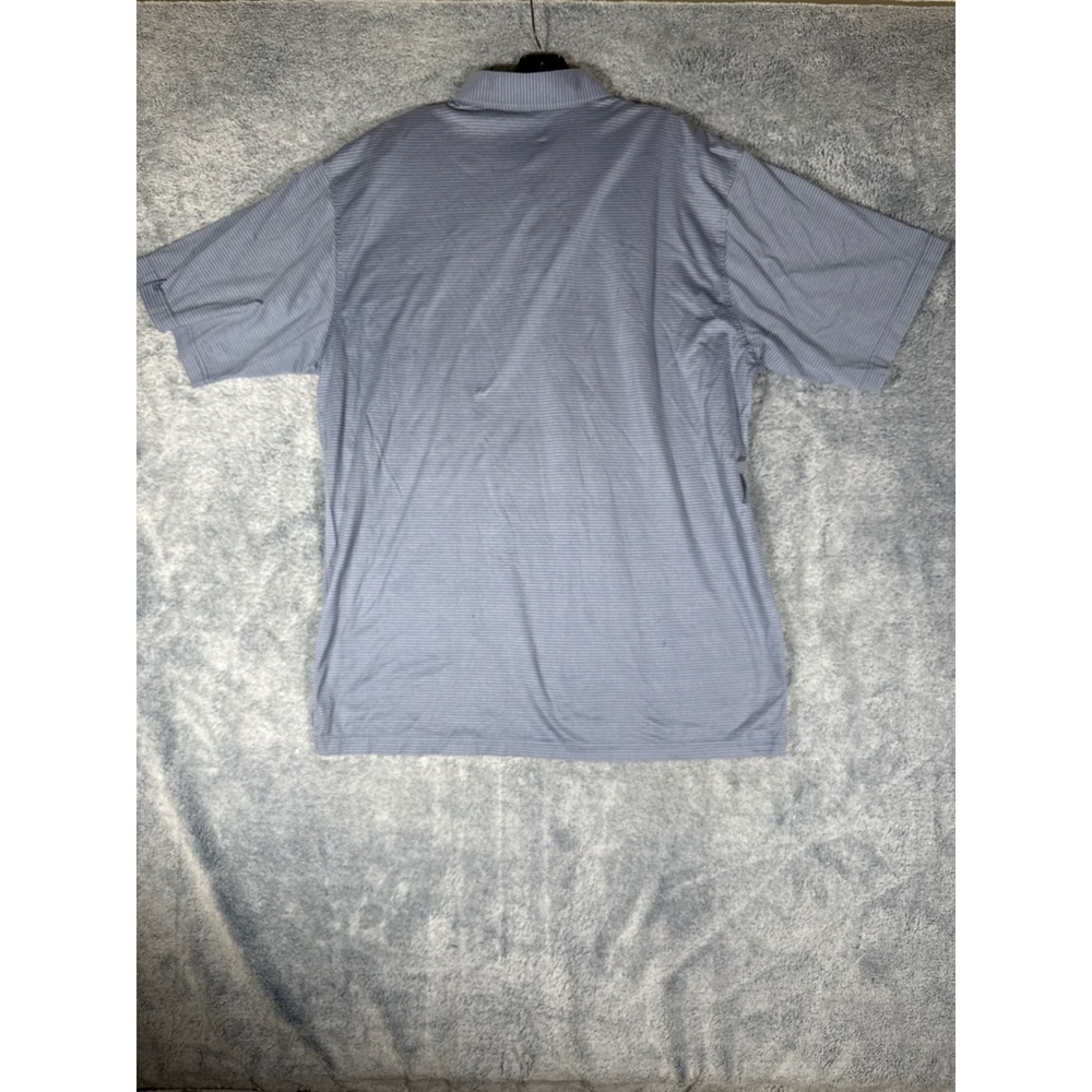 Peter Millar Mens XL Blue Striped 100% Cotton Polo Shirt Crest Logo Short Sleeve - Picture 10 of 16